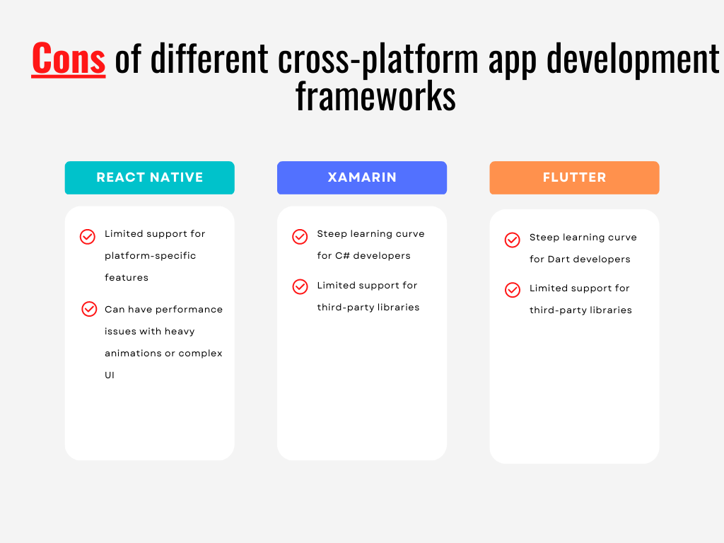 cons of cross platform development frameworks